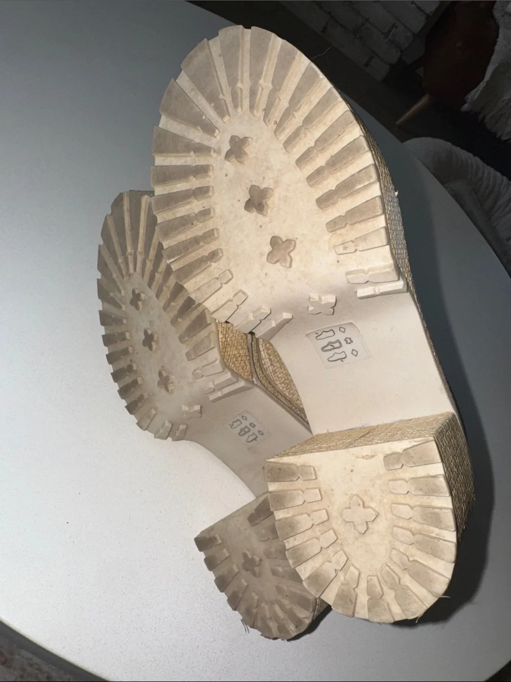 cult gaia Natural Woven Platform Lace-Up Heels